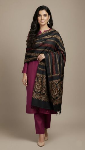 zaryaan kashmiri jackquard stole